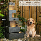 Sunlinua 48.4" H Outdoor Water Fountain with 4 Tiers Cascading Realistic Rock Waterfall Fountains with LED Lights Outdoor Water Fountain for Garden Patio Backyard Porch Home Decor