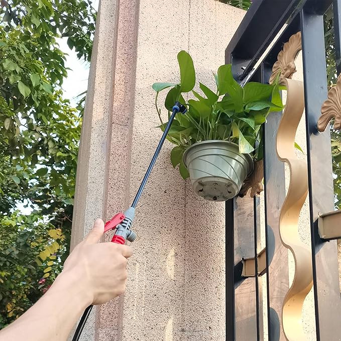Watering Can Device for Watering Hanging Plant Basket Hard to Reach High Plant Waterer Sprayer 1 Gallon (Red 4L)