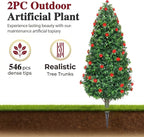 PATIO CHOICE 3ft Artificial Topiary Trees with Rose Set of 2 Outdoor Faux Plants Realistic Faux Bushes and Shrubs Decorations for Outdoor Front Porch Garden (Rose, 36in)