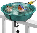 VIVOHOME Deck Mounted Bird Bath for Outside, Weather-Resistant ABS Bird Bath and Feeder with Adjustable Metal Clamp for Railing, Fence, Balcony, 1.45 Gallons, Green