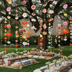 Suncalla 6 Pcs 35.4ft Hanging Flowers Garlands Backdrop Lighted Floating Fake Wildflower Vines LED Floral Garland Ceiling for Spring Wedding Bridal Shower Birthday Graduation Party (Vivid,Multicolor)