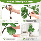iilitphke Artificial Fiddle Leaf Fig Tree with Black Planter, 4FT Tall Fake Tree with Natural Wood Trunk for Home Decor, Faux Ficus Tree Fake Moss for Indoor Office Living Room