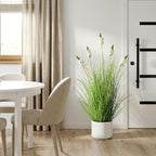 Artificial Plants Indoor Tall Grass Plants with Hyacinth Flower 35.4In Tall Artificial Ornamental Grass Green Onions Outdoor Fake Plants with Black Pot Home Office Decorative (1 Pack,White)