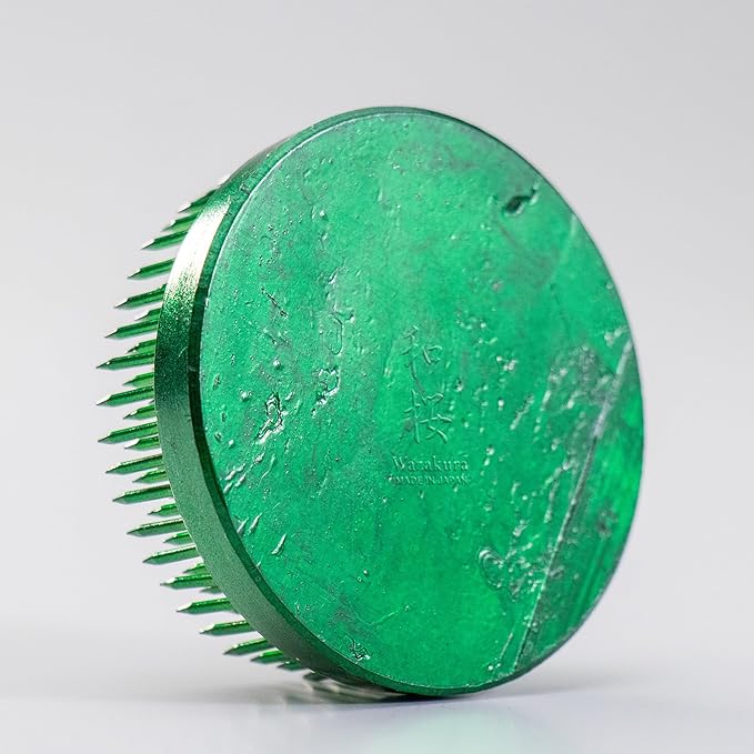 Wazakura Ikebana Kenzan Round, Japanese Floral Arranging Frog Holder, Made in Japan - Green 80mm
