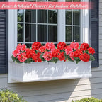 TURNMEON 2 Pack Artificial Geranium Fake Flowers for Outdoors Spring Summer Decor, Silk Geraniums Flowers UV Resistant Faux Flower Potted Plants for Gardens Farmhouse Indoor Home Table Decor (Mixed)