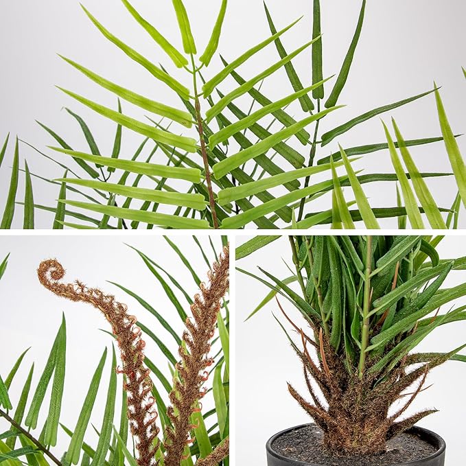 Briful Large Fake Plants 19.7'' Potted Faux Palm Plant Realistic Greenery Artificial Plants Indoor for Home Decor Farmhouse Centerpieces Wedding