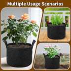 12 Pack 5 Gallon Grow Bags, Heavy Duty 300g Nonwoven Fabric Plant Pots with Reinforced Handles, Breathable Tomato Potato Vegetable Grow Bags for Garden & Patio - Black