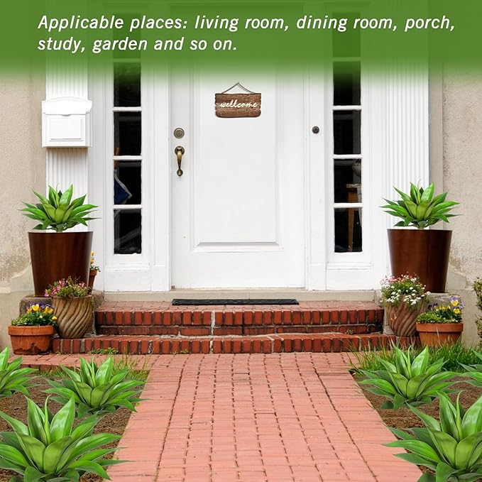 Artificial Plant Artificial Agave Plants,2PCS Faux Plants for Outdoors Artificial Plant Outdoor Large UV Resistant Fake Agave Planters for Indoor and Outdoor Decorating Outdoors Plants 22"