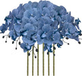FagusHome 32 Inch Artificial Phalaenopsis Flowers 6 Pcs Artificial Orchid Flowers Stem Plants for Home Décor (Blue Piebald), FH1000143