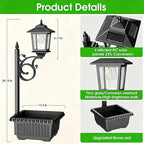 Melunar Outdoor Flower Pots 2 in 1, Solar Post Lamps Waterproof, Solar Lamp Post Lights, Wall Mount or Freestanding, Outdoor Decorative Lamp for Garden, Patio, Front Porch, Back Door, Warm White.