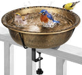 VIVOHOME Deck Mounted Bird Bath for Outside, Weather-Resistant ABS Bird Bath and Feeder with Adjustable Metal Clamp for Railing, Fence, Balcony, 1.45 Gallons, Copper