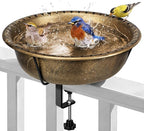 VIVOHOME Deck Mounted Bird Bath for Outside, Weather-Resistant ABS Bird Bath and Feeder with Adjustable Metal Clamp for Railing, Fence, Balcony, 1.45 Gallons, Copper