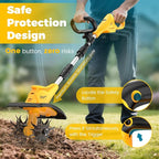 Battery Powered Tiller Compatible with Dewalt 20V Battery(Tool Only), 310RPM Folding Electric Rototiller Features 40 Steel Tines, 9.1In Tilling Width & 6.3In Depth Tiller