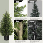 Vitalismo Outdoor Artificial Cedar Topiary Tree, Faux Evergreen Shrubs for Front Porch Decor, Lifelike Fake Bushes Plants for Home Living Room Front Door Decor (1, 3ft)