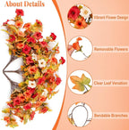 Ammyoo Artificial Fake Fall Flowers with Hanging Basket Plants for Outdoor Decoration, Silk Faux Flower UV Resistant Petunias for Home Porch Patio Garden Balcony Yard Decor Real Looking(Orange White)
