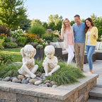 Large Garden Children Statues Light Up Firefly Jar Solar Powered | Set of 2 Figurines | Girl & Boy Garden Yard Art Décor, Indoor & Outdoor Ornament Gifts for Lawn, Patio , 7.5" W x11. 8”H Cream Gift