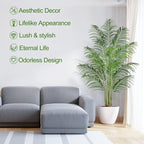 Artificial Palm Tree 6ft Tall Fake Palm Tree Indoor Decor with 18 Leaves and Real Bark Design Faux Tropical Areca Palm Silk Floor Plant in Pot for Home Office Living Room Bedroom Decor 1pcs