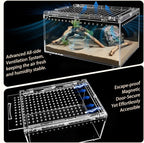 Reptile Terrarium Starter Kit, PC Habitat w/Magnetic Lid & Full Ventilation, Scorpion Habitat, Tarantula Enclosure, Spiders Cage, Insect Terrarium, Mantis & Small Frog Terrarium, 8"x6"x4" Assembled