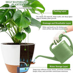 8/10/12 Inch Self Watering Pots for Indoor/Outdoor Plants - Large Plastic Planter with Drainage Holes, Water Level Indicator & Deep Reservoir, Modern Decorative Flower Pots (White)