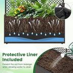 Giantex Raised Garden Bed with Trellis, 58'' Tall PE Rattan Planter Box w/Liner & Drainage, Metal Frame Privacy Screen for Vertical Climbing Plants, Vegetables & Flowers, Patio Balcony Gardening