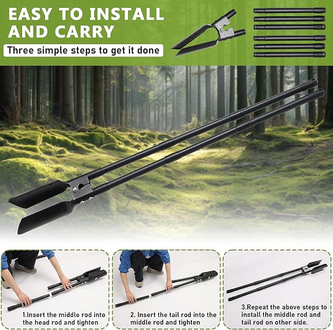 LLARGUEST Post Hole Digger,57 Inch Heavy Duty Metal Hole Digger Tool for Digging,Grey Manual Tool for Transplant, Camping,Gardening.