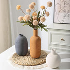 Ceramic Vase Set, Rustic Distressed Large Flower Vases in Pottery Decor, Modern Boho Farmhouse Decor for Pampa Grass, Dried & Fresh Flower, Decorative Vase for Living Room, Kitchen, Entryway, Rust Red