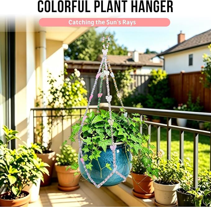 23" Macrame Plant Hanger | Butterfly Suncatcher Hanging Plant Holder with Hook,4–16 Inch Pots for Indoor Outdoor,Ideal Gift for Plant Lovers