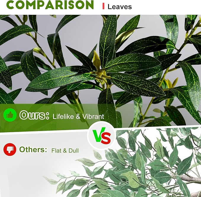 Large Artificial Olive Tree Faux Trees Indoor Outdoor Realistic Floor Plant Tall Fake Plants for House Modern Home Living Room Master Bedroom Office Front Porch Decor Outside Patio para decoracion