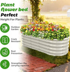 YSEJOMP 17" Tall Outdoor Garden Raised Garden Bed Kits, 5ft X 2ft Oval,0.8MM Thick Metal Raised Planter Bed/Ground Planter Box for Variety of Flowers,Herbs,Vegetables (Cream White, 60X24X16.5 Inches)