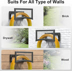 Garden Hose Holder Wall Mount, Heavy Duty Metal Water Hose Rack for Outside, Holds Up to 150FT, Storage Organizer, Easy Install, Black