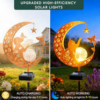 ZNYCYE Solar Garden Decor Outdoor Statue, 2 Pack Moon Fairy Garden Figurines with Cat&Dog Design Birthday Gifts for Mom Women Grandma Solar Stake Lights for Patio, Yard, Lawn, Pathway (Warm White)