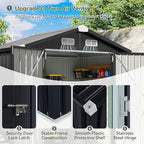 Aoxun 6' x 4' Outdoor Metal Storage Shed with Galvanized Steel Base, Heavy-Duty Garden Tool Shed for Patio, Lawn, and Garden, Black