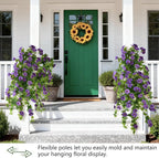 Homsunny Artificial Fake Flowers Plants for Outdoor Decoration, 2PCS Faux Petunias Silk Flower UV Resistant No Fade for Home Outside Garden Balcony Yard Porch Realistic Indoor Decor (Purple)