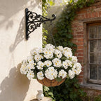 INSPRING Geraniums Artificial Flowers Hanging Basket for Outdoors Outside Spring Decoration, 8 Bundles Silk Flowers Fake Plants Look Real UV Resistant for Porch Home Patio Balcony Yard, White