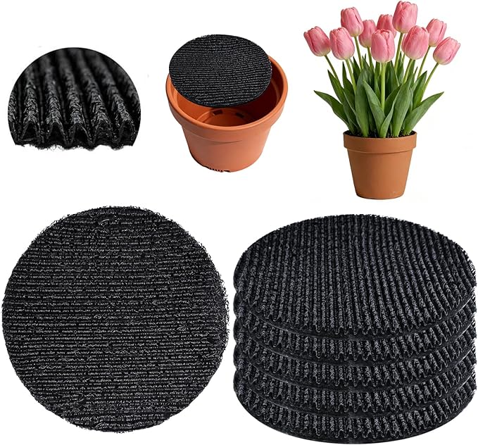 6Pcs 6.3inch Pot Mesh Drainage Discs Double Layer Plant Pot Hole Insert Pads Cutable Bonsai Pot Bottom Grid Mat Mesh Reusable for Indoor Outdoor Potted Plant Prevent Soil Loss Keep Roots Healthy