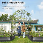 KING BIRD Raised Garden Bed with Arched Trellis Galvanized Planter Garden Box Outdoor for Gardening, Climbing Vegetables, Flowers 2PCS 7.87x3.94x0.98 Ft, Dark Grey