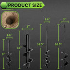 4PCS Garden Auger Drill Bit Set - 1.6x9 & 1.6x16 & 2.7x16 & 3x12 inch Planting Auger, Spiral Drill Bit, Bulb Planter, Post Hole Digger