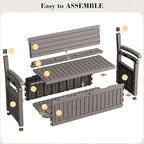80 Gallon Outdoor Storage Box,Resin Stripes Deck Box Doubles as 2-Person Bench Seat,Waterproof Storage Outdoor Porch Bench for Cushions,Garden Tools and Pool Supplies Grey