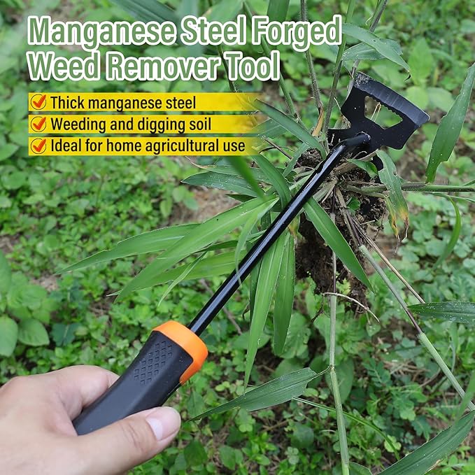 SIXCAR Weed Remover Tool,Portable Garden Weeder Tool,New Manganese Steel Weeding Tools,for Hand Weeder for Vegetable Gardening Backyard Farm Planting & Uprooting Weeding Tool (Rubber 6-Tooth)