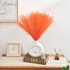 50PCS Light Orange Pampas Grass Decor, 17" Fluffy Small Pampas Grass for Vase Filler, Home Wedding Wall Table Party Decoration
