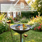 HOUYANG Diam 11.4" W x 32.3" H Cast Iron Pedestal Bird Bath, Bird Baths for Outdoors,Vintage Metal Bird Bath Garden Yard Decoration