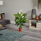 Nearly Natural 42in Artificial Peace Lily Spathiphyllum, Real Touch Silk Plant Faux Greenery for Indoor Home Decor