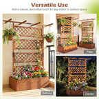 Giantex Raised Garden Bed with Trellis 2 Pack, 72'' Wooden Planter Box Outdoor w/Privacy Screen Roof, Large Vertical Garden Planter w/Drainage Holes for Climbing Plants, Patio Balcony Backyard