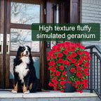 Artificial Geranium Hanging Flowers for Outdoor Decoration, 2 Bundles UV Resistant Silk Geranium Fake Plants Faux Flowers for Front Porch Garden Patio Window Box Outside Indoor Decor (Red)