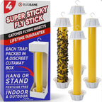 Fly Stick Sticky Fly Traps for Indoors Outdoor 4pk. Non-Toxic Super Sticky Hanging Flies Catcher Paper Tape Strips for Home. Catches All Bugs and gnats. Indoor Outdoor House Flying Insect Trap.