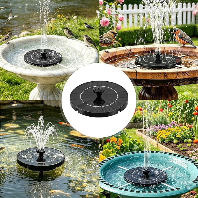 3.5W Solar Powered Water Fountain for Bird Bath Solar Water Pump with 6 Nozzles,Floating Solar Fountain Pump Outdoor Garden Bird Bath Fountain