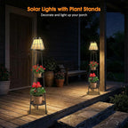 2 Pack Solar Lights with Plant Stands, 45.4'' Waterproof Outdoor Metal Solar Floor Lamps for Patio Deck Yard Pathway Porch Garden