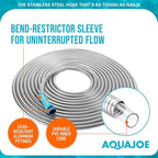 Aqua Joe AJSGH25 1/2-Inch Heavy-Duty, Puncture Proof Kink-Free, Spiral Constructed 304-Stainless Steel Metal, Garden Hose, 25-Foot