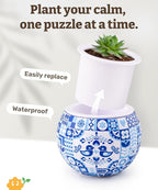 PieceRelax 3D Puzzle Planter 80 Pieces - Flower Pot - Danish Folklore Style, for Mom, Home Decor Flower Pots for Indoor Cactus, Succulents Pots [K1117]