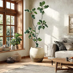 AfanD 6FT Artificial Rubber Tree – Realistic Variegated Ficus with Natural Trunk, Faux Indoor Plant for Living Room, Office, Bedroom & Commercial Decor, No Maintenance